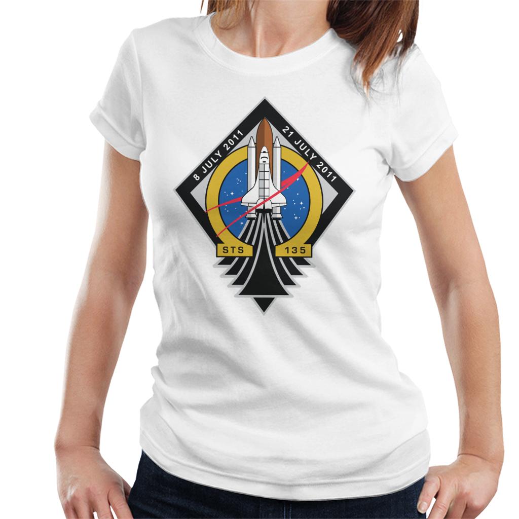 NASA STS 135 Space Shuttle Atlantis Mission Patch Women's T-Shirt-ALL + EVERY