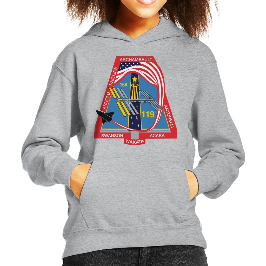 NASA STS 119 Space Shuttle Discovery Mission Patch Kids Hooded Sweatshirt-ALL + EVERY