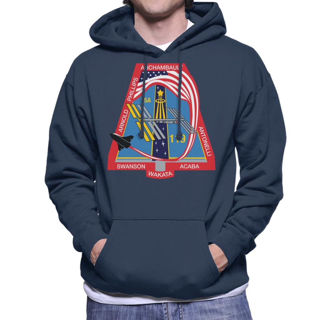 NASA STS 119 Space Shuttle Discovery Mission Patch Men's Hooded Sweatshirt-ALL + EVERY