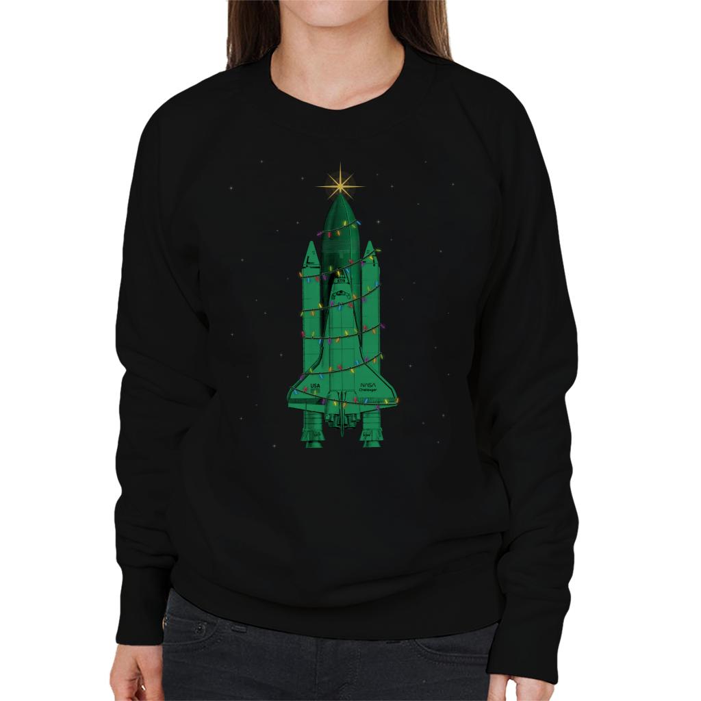 NASA Challenger Shuttle Christmas Tree Women's Sweatshirt-ALL + EVERY