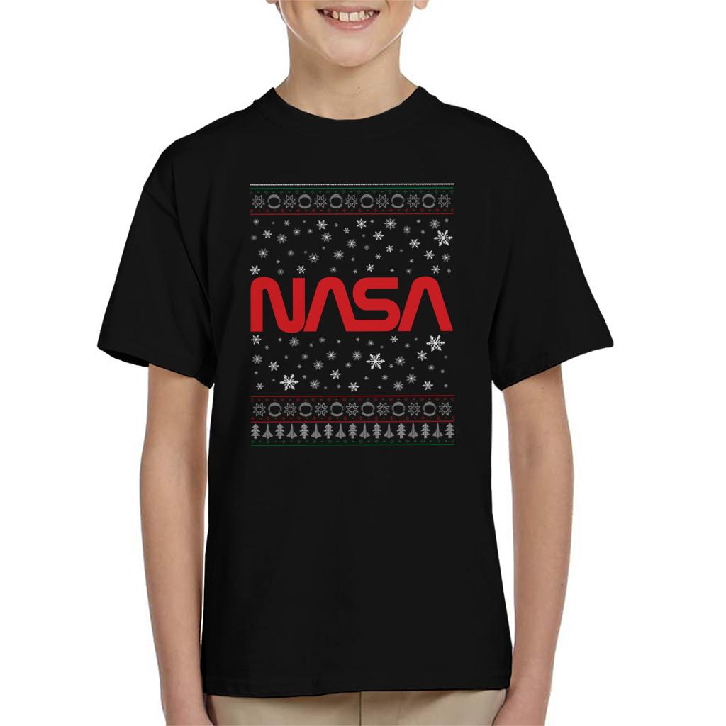 The NASA 1975-1992 Logo Christmas Knit Pattern Kids T-Shirt-ALL + EVERY