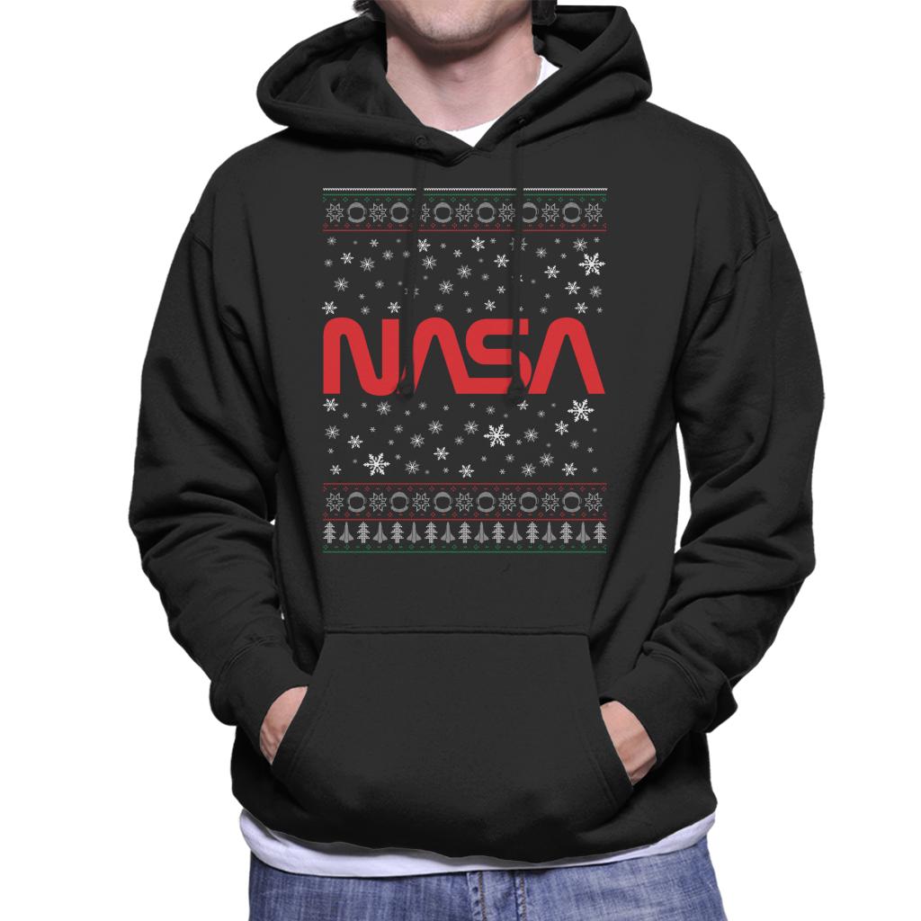 The NASA 1975-1992 Logo Christmas Knit Pattern Men's Hooded Sweatshirt-ALL + EVERY