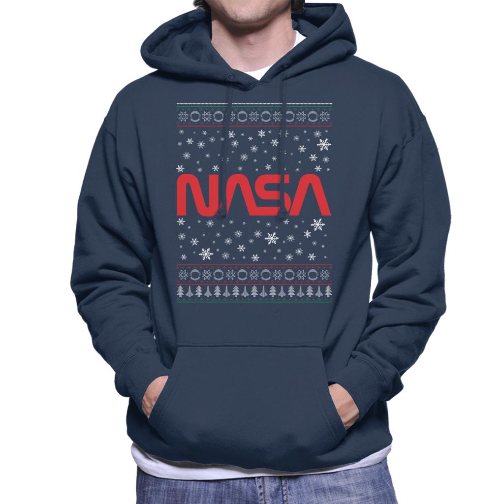 The NASA 1975-1992 Logo Christmas Knit Pattern Men's Hooded Sweatshirt-ALL + EVERY