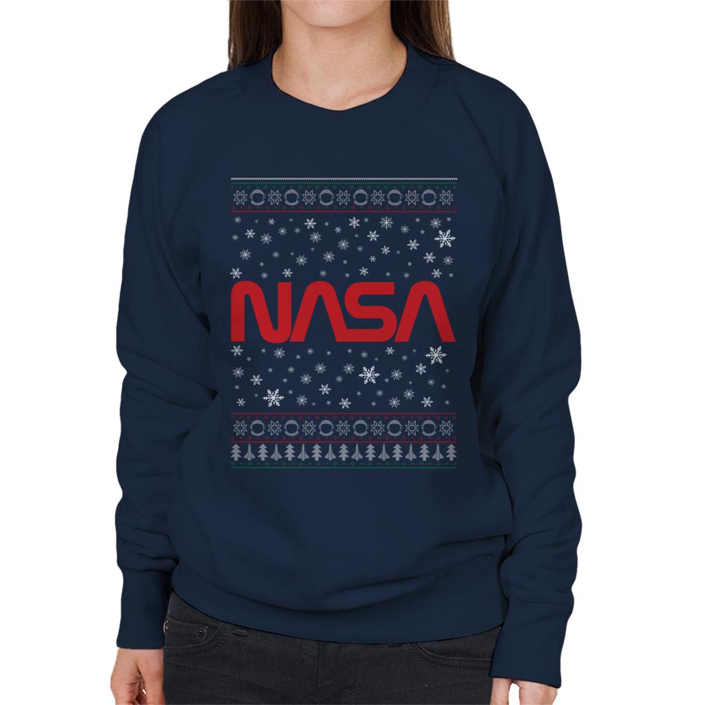 The NASA 1975-1992 Logo Christmas Knit Pattern Women's Sweatshirt-ALL + EVERY