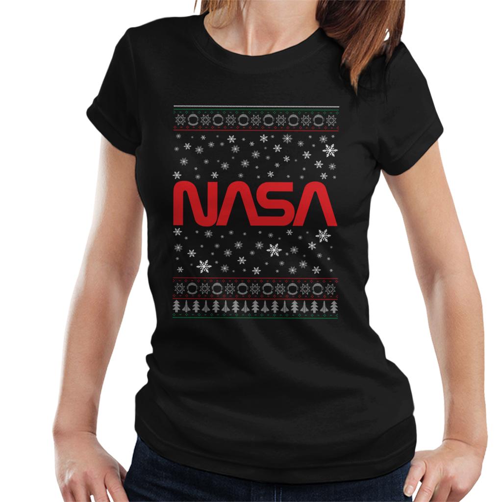 The NASA 1975-1992 Logo Christmas Knit Pattern Women's T-Shirt-ALL + EVERY