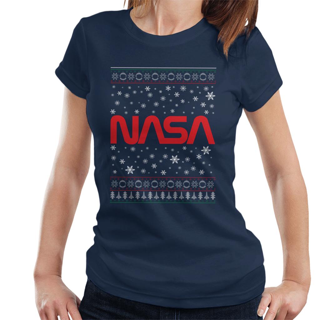 The NASA 1975-1992 Logo Christmas Knit Pattern Women's T-Shirt-ALL + EVERY