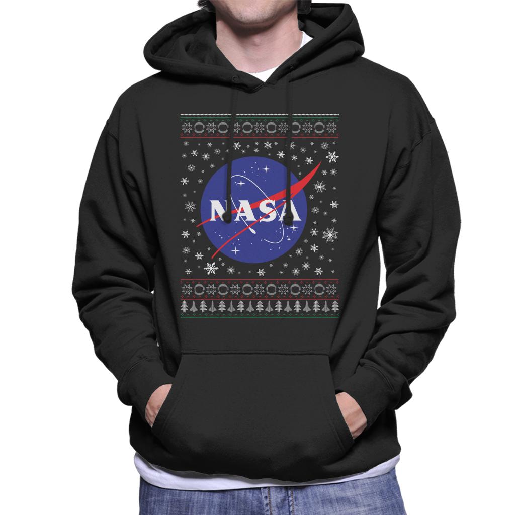 The NASA Classic Insignia Christmas Knit Pattern Men's Hooded Sweatshirt-ALL + EVERY