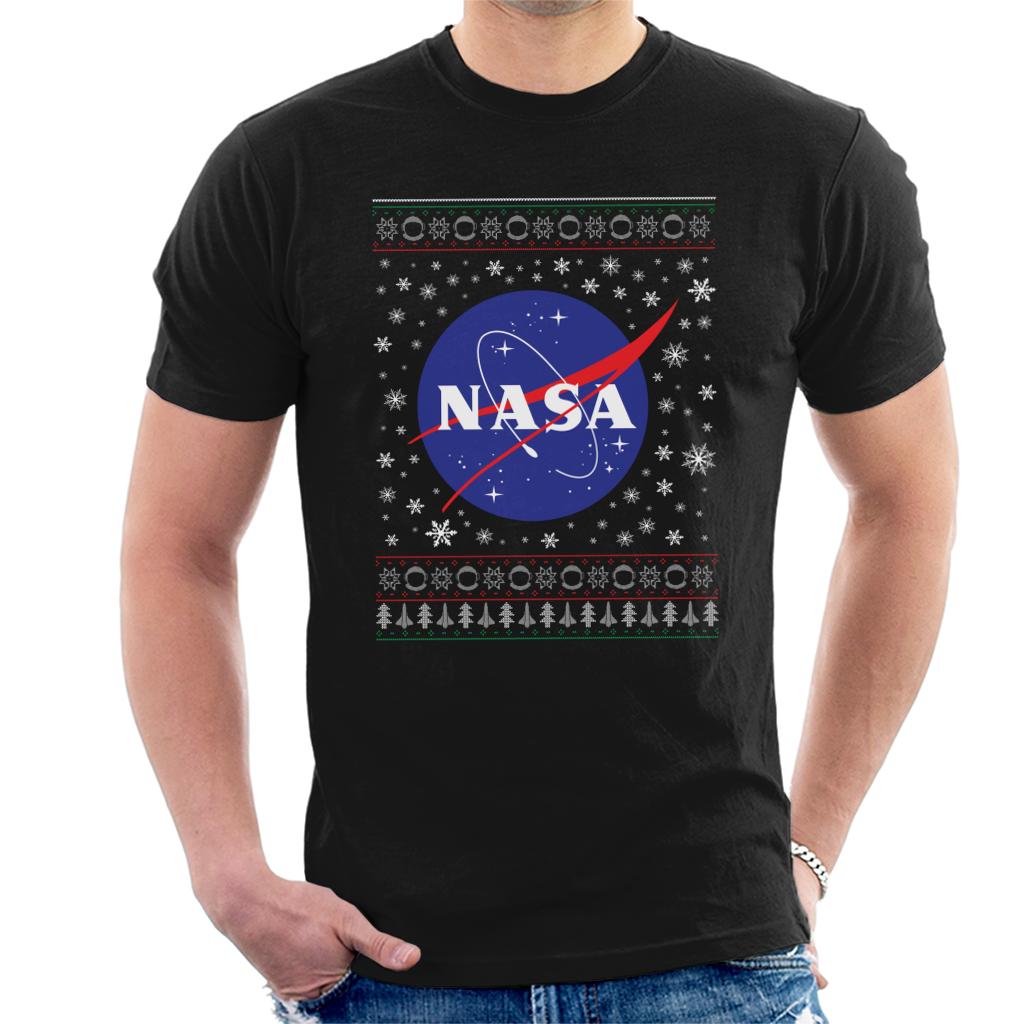 The NASA Classic Insignia Christmas Knit Pattern Men's T-Shirt-ALL + EVERY