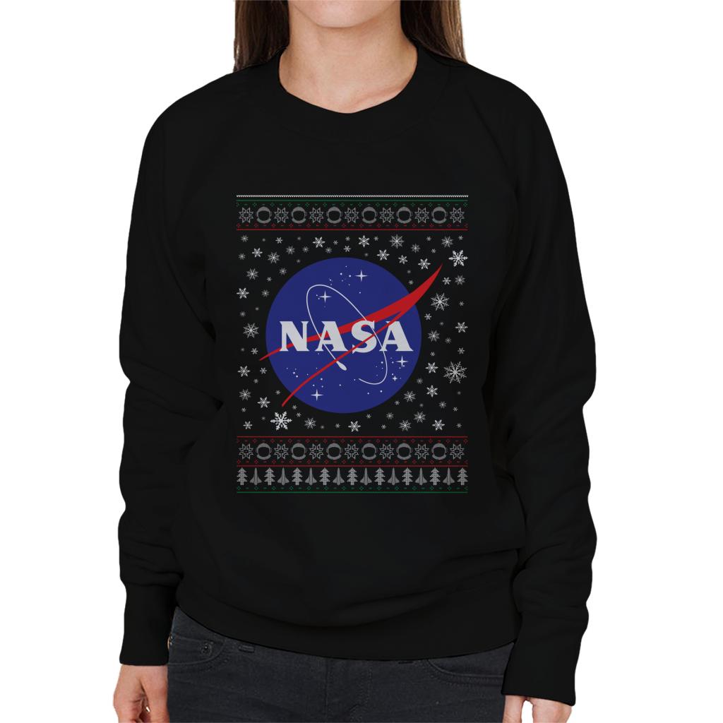 The NASA Classic Insignia Christmas Knit Pattern Women's Sweatshirt-ALL + EVERY