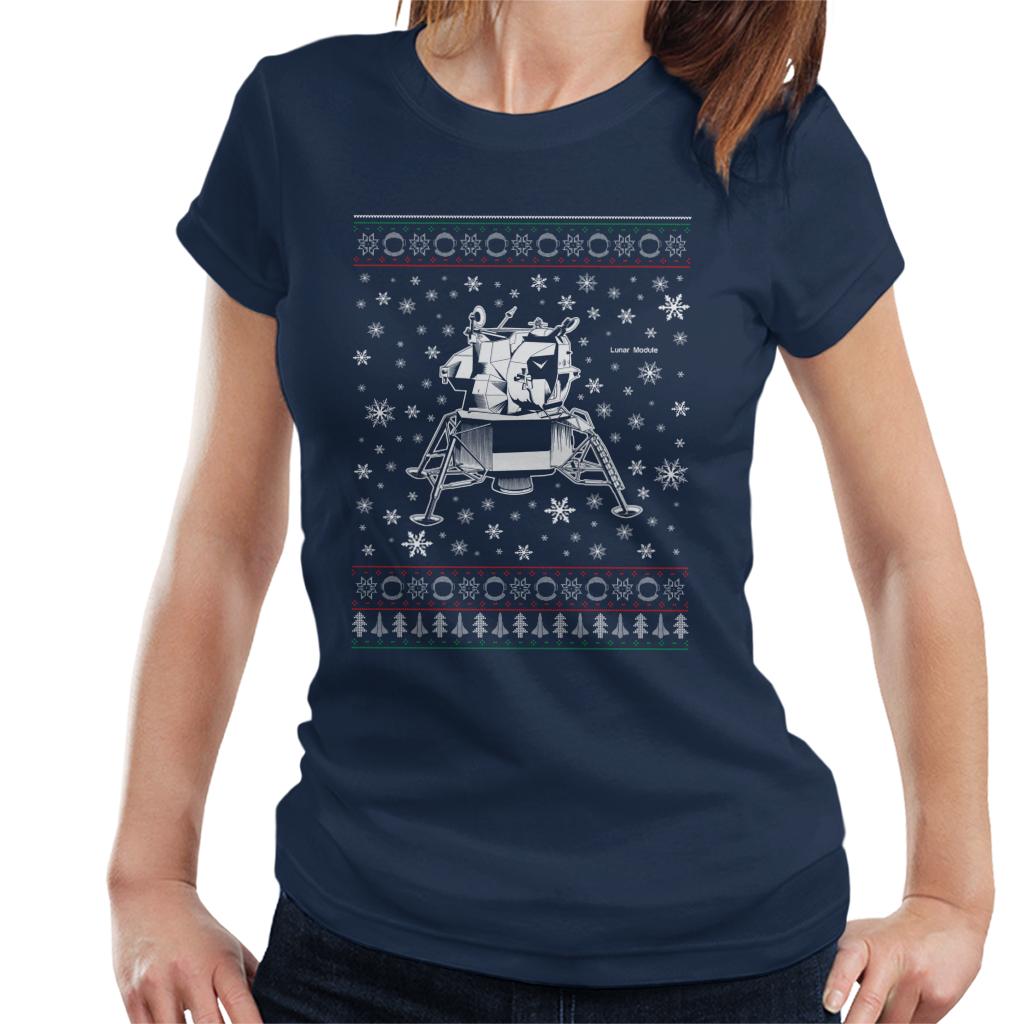 NASA Apollo Lunar Module Christmas Knit Pattern Women's T-Shirt-ALL + EVERY