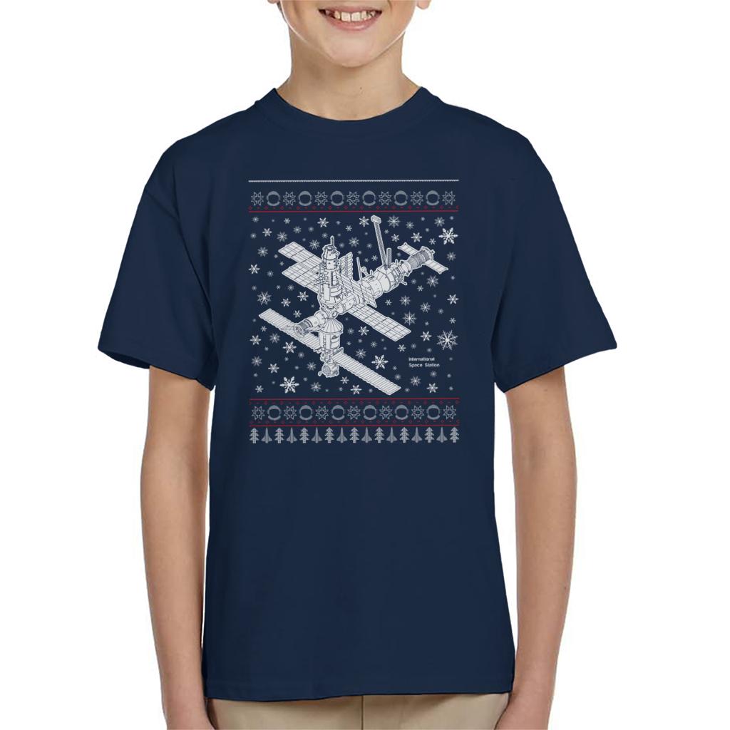 NASA International Space Station Christmas Knit Kids T-Shirt-ALL + EVERY