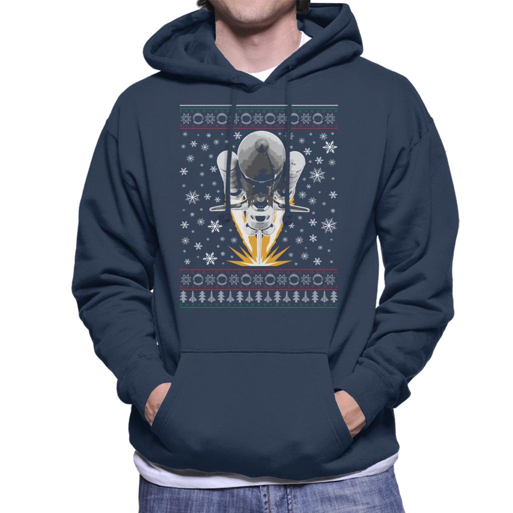 NASA Shuttle Launch Christmas Knit Pattern Men's Hooded Sweatshirt-ALL + EVERY