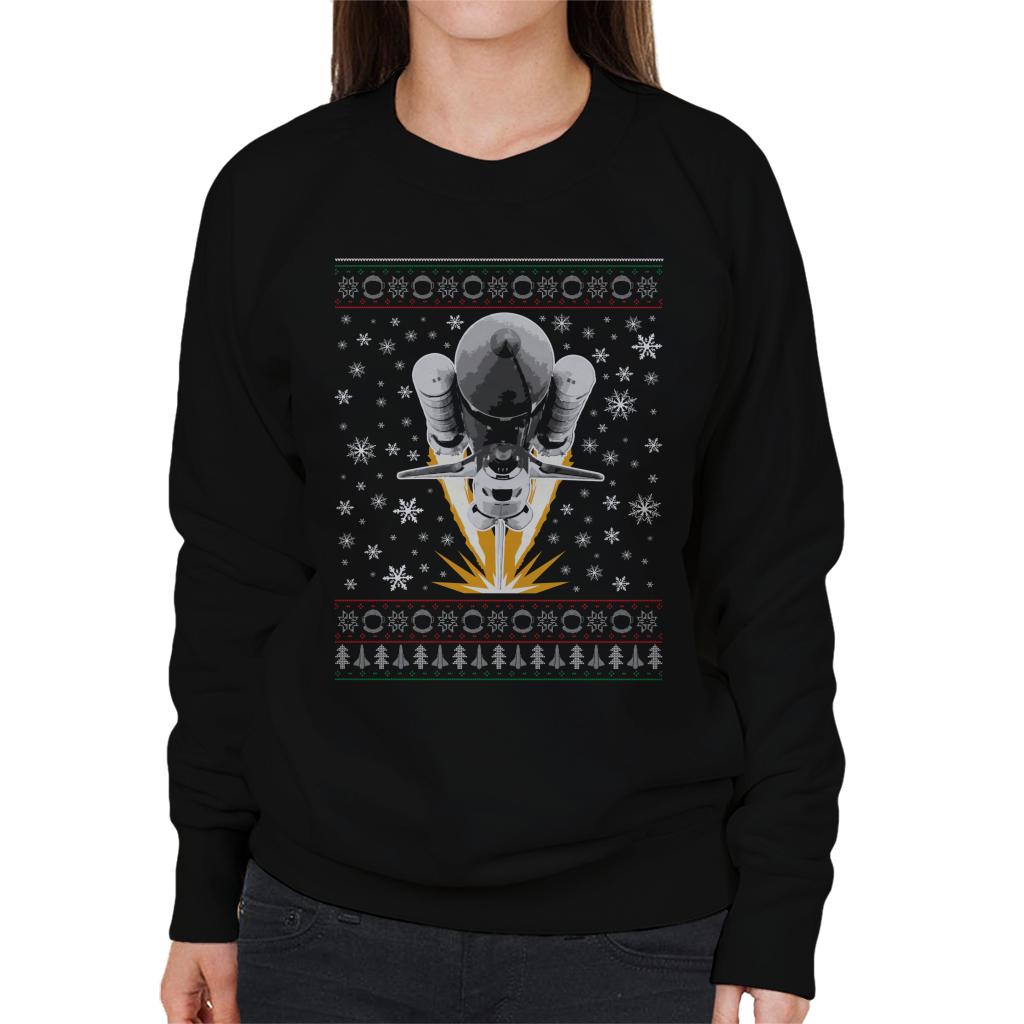 NASA Shuttle Launch Christmas Knit Pattern Women's Sweatshirt-ALL + EVERY