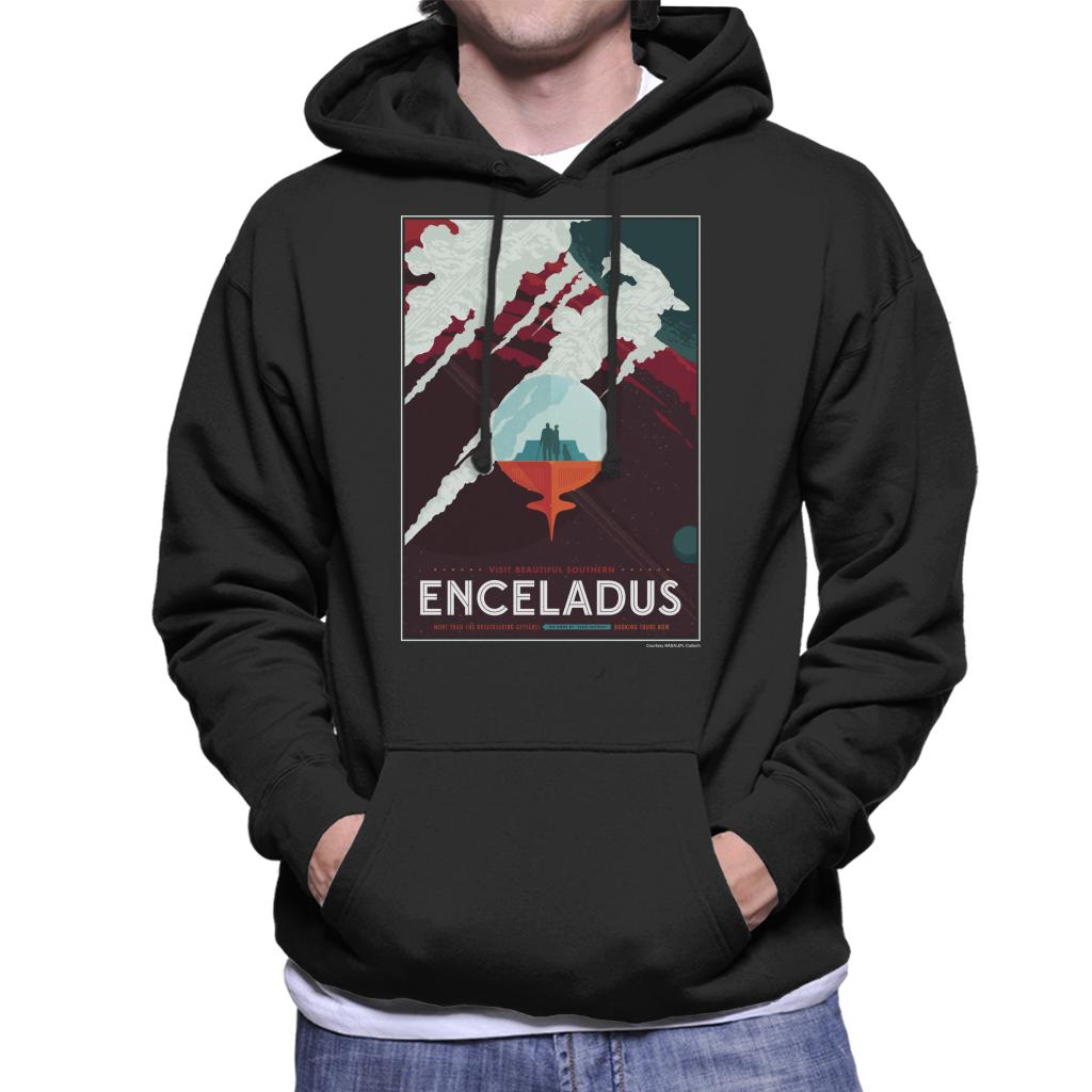 NASA Enceladus Interplanetary Travel Poster Men's Hooded Sweatshirt-ALL + EVERY