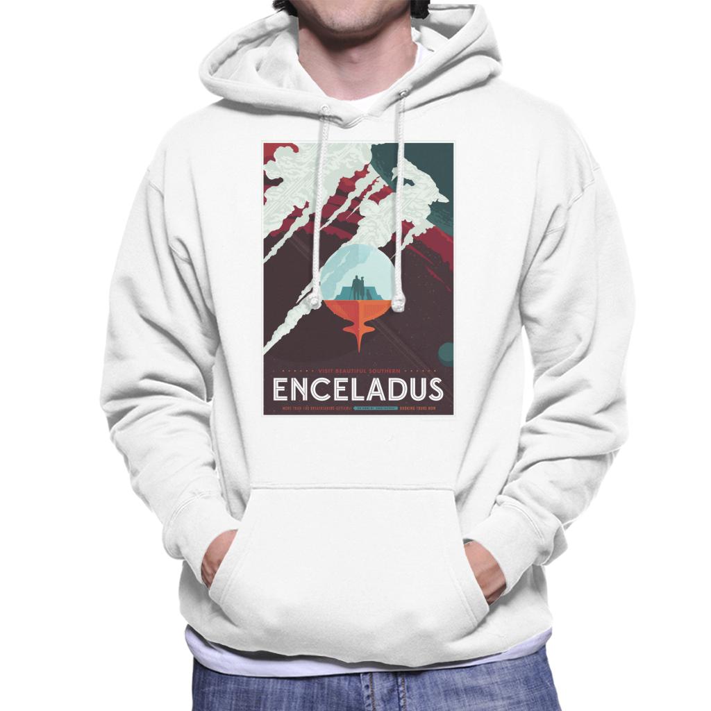 NASA Enceladus Interplanetary Travel Poster Men's Hooded Sweatshirt-ALL + EVERY