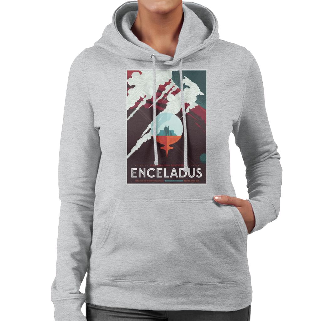 NASA Enceladus Interplanetary Travel Poster Women's Hooded Sweatshirt-ALL + EVERY