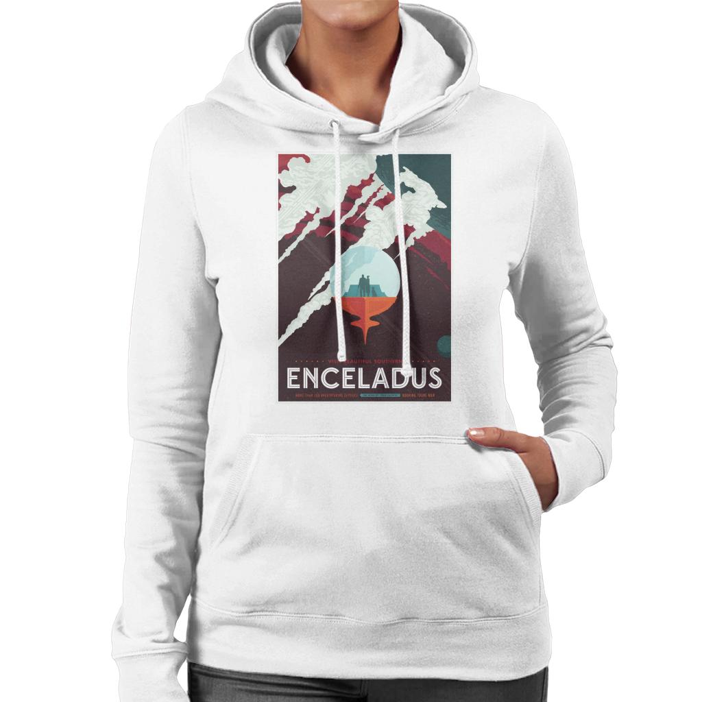 NASA Enceladus Interplanetary Travel Poster Women's Hooded Sweatshirt-ALL + EVERY