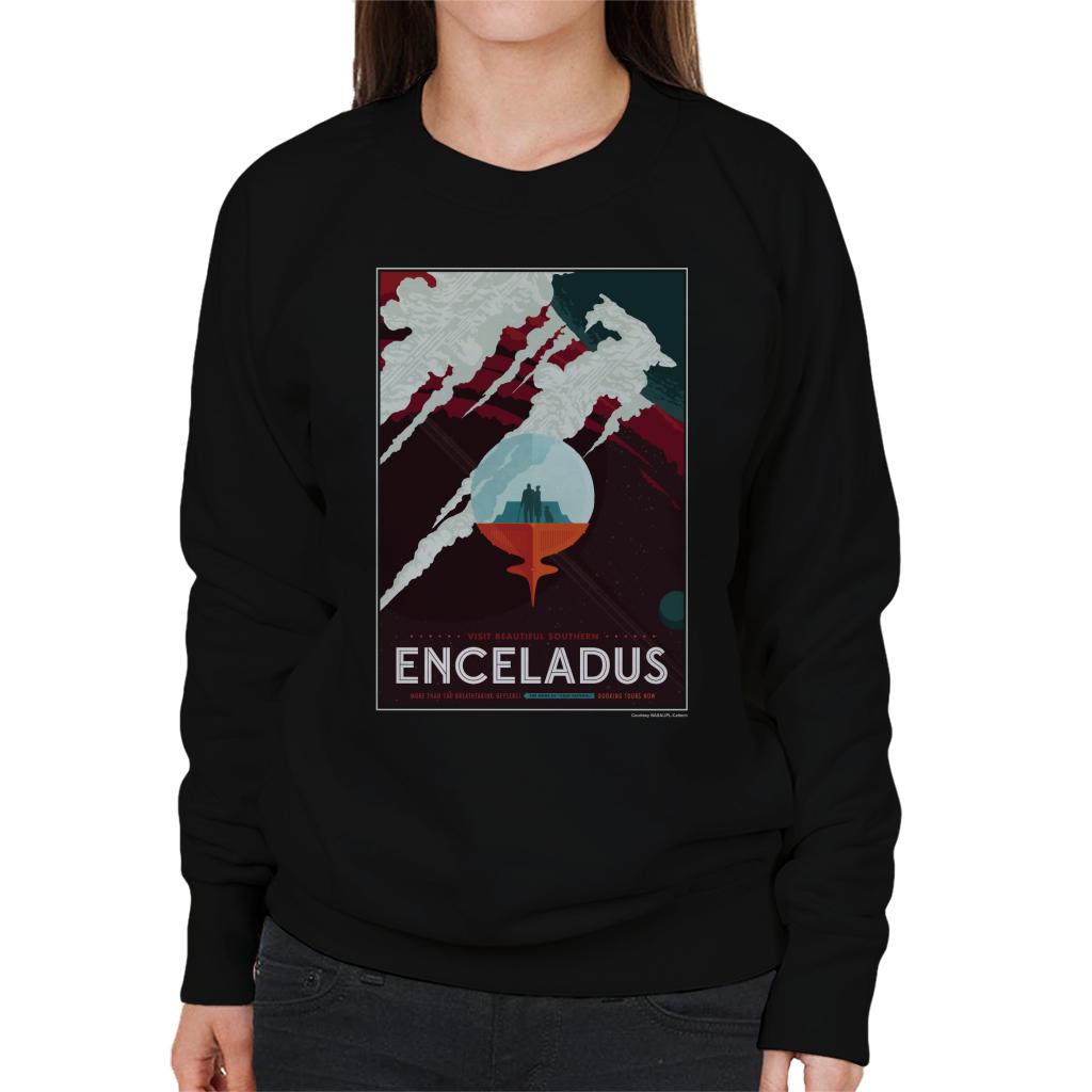 NASA Enceladus Interplanetary Travel Poster Women's Sweatshirt-ALL + EVERY