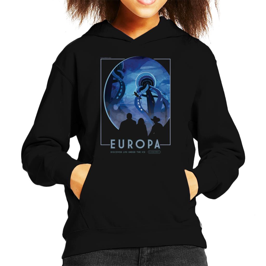 NASA Europa Interplanetary Travel Poster Kids Hooded Sweatshirt-ALL + EVERY