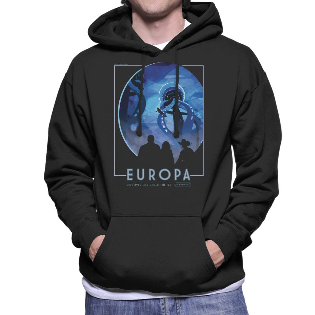 NASA Europa Interplanetary Travel Poster Men's Hooded Sweatshirt-ALL + EVERY