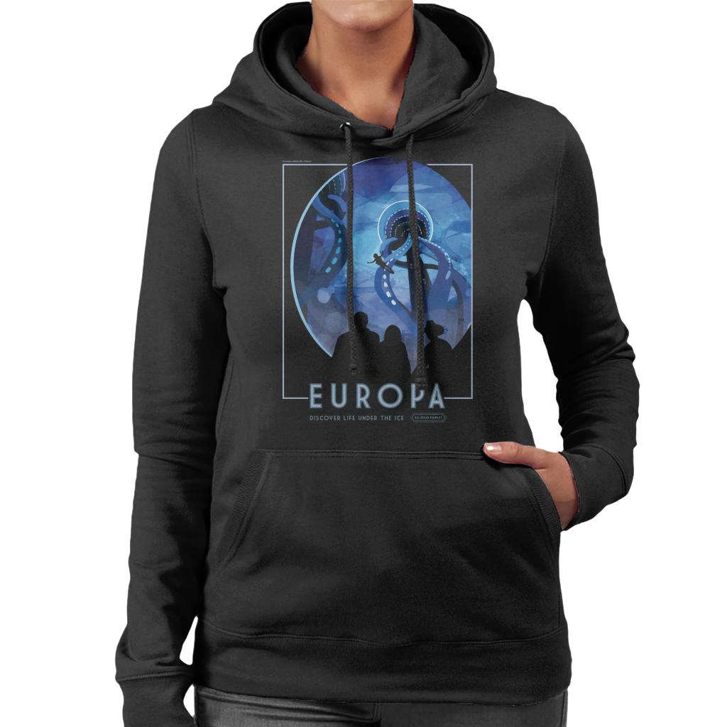 NASA Europa Interplanetary Travel Poster Women's Hooded Sweatshirt-ALL + EVERY