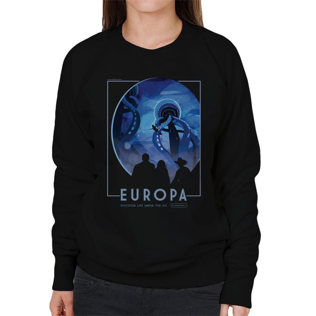 NASA Europa Interplanetary Travel Poster Women's Sweatshirt-ALL + EVERY