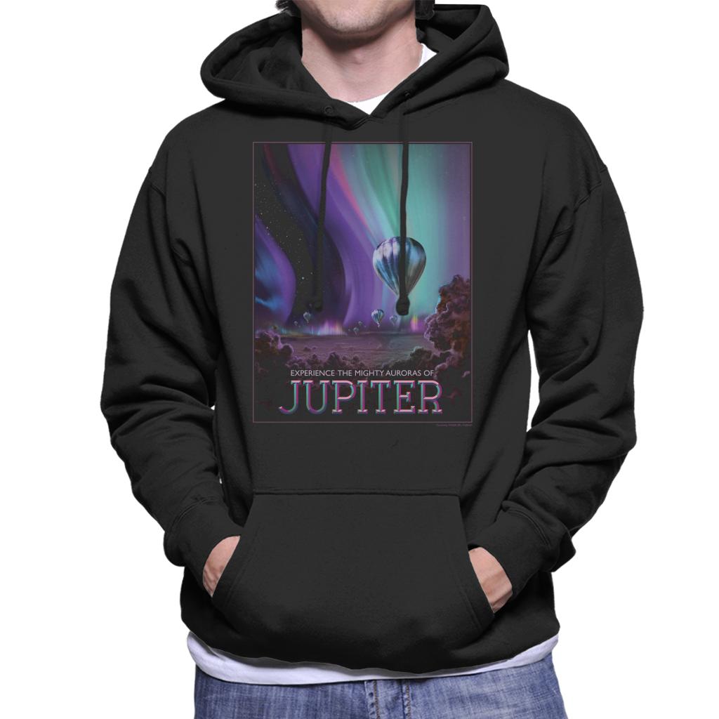 NASA Auroras Of Jupiter Interplanetary Travel Poster Men's Hooded Sweatshirt-ALL + EVERY