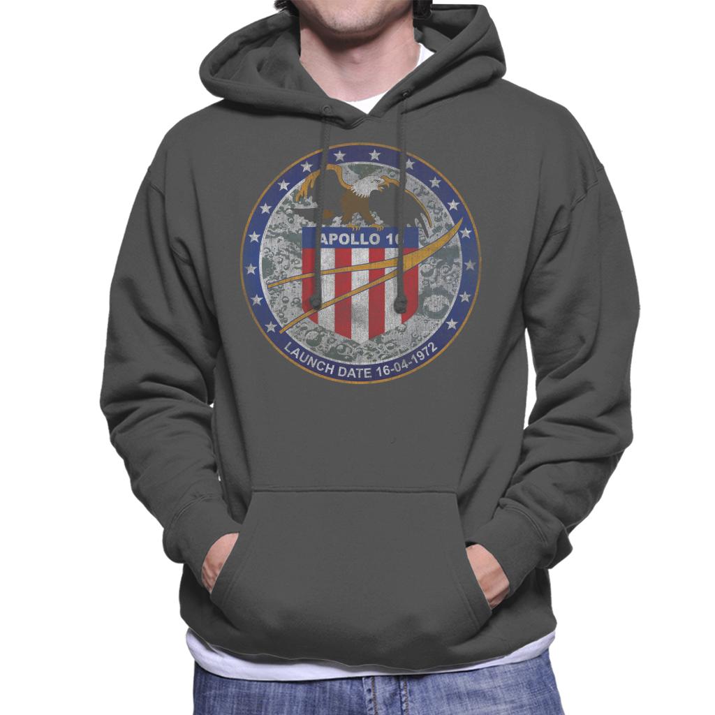 NASA Apollo 16 Mission Badge Distressed Men's Hooded Sweatshirt-ALL + EVERY