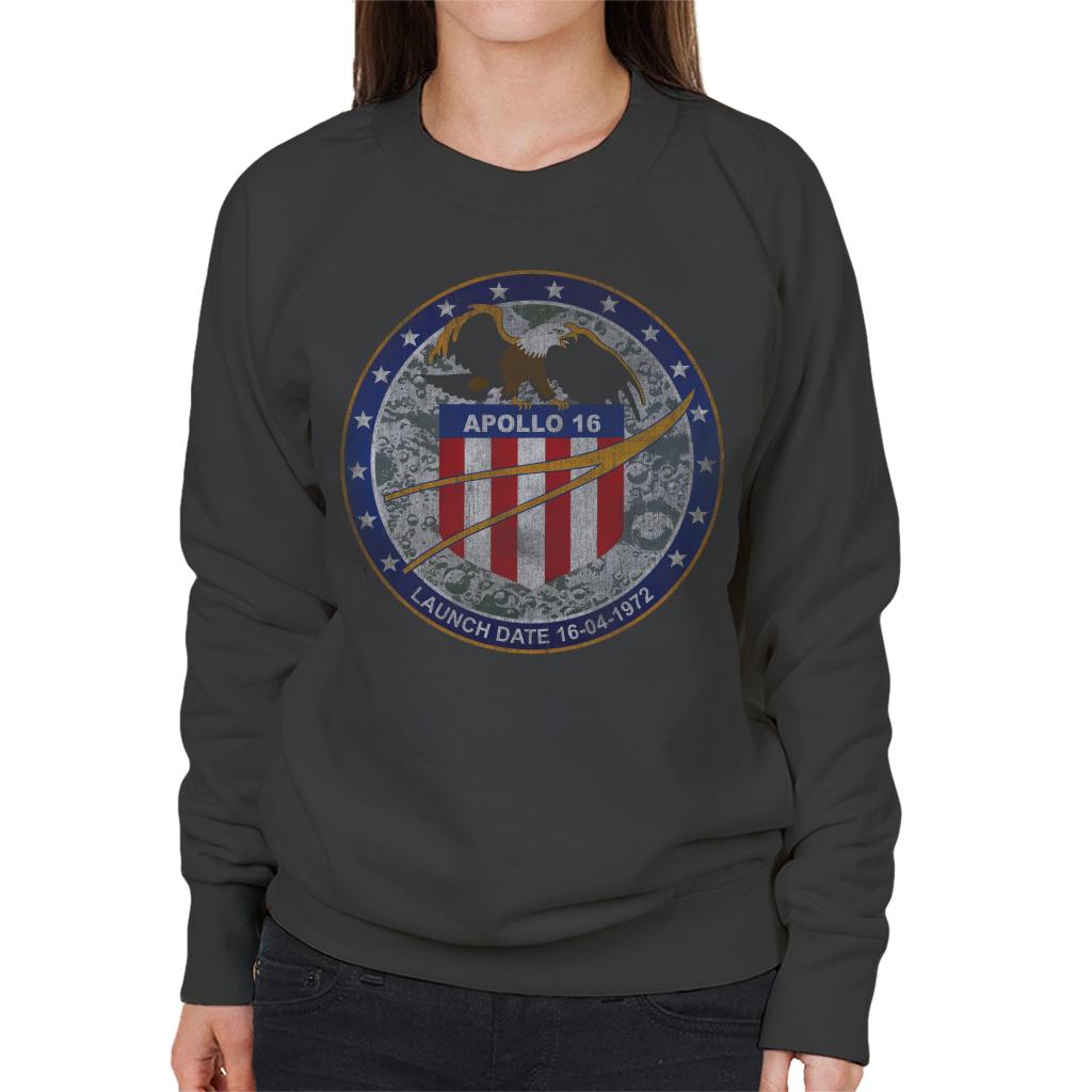 NASA Apollo 16 Mission Badge Distressed Women's Sweatshirt-ALL + EVERY