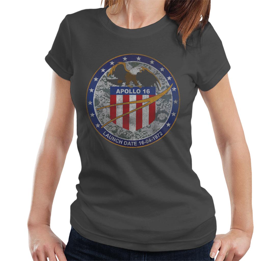 NASA Apollo 16 Mission Badge Distressed Women's T-Shirt-ALL + EVERY