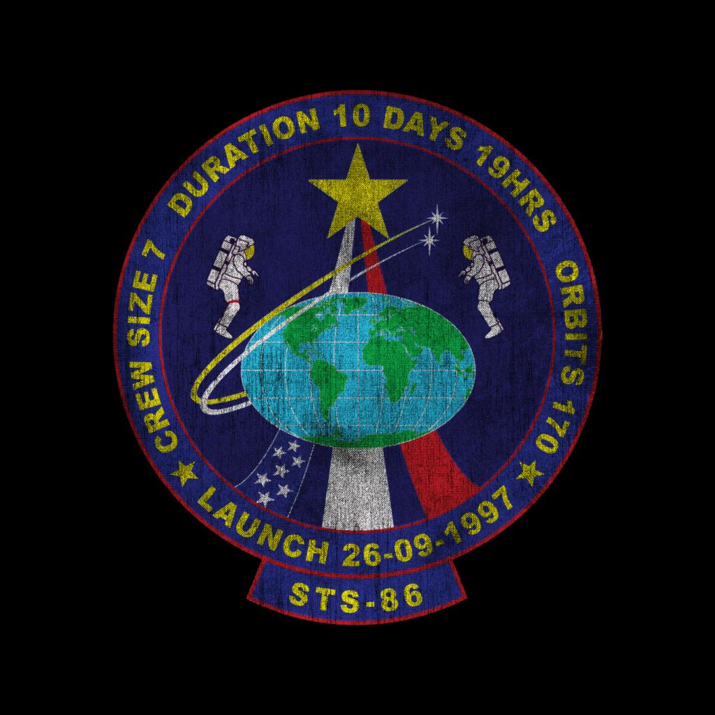 NASA STS 86 Atlantis Mission Badge Distressed Kids Sweatshirt-ALL + EVERY