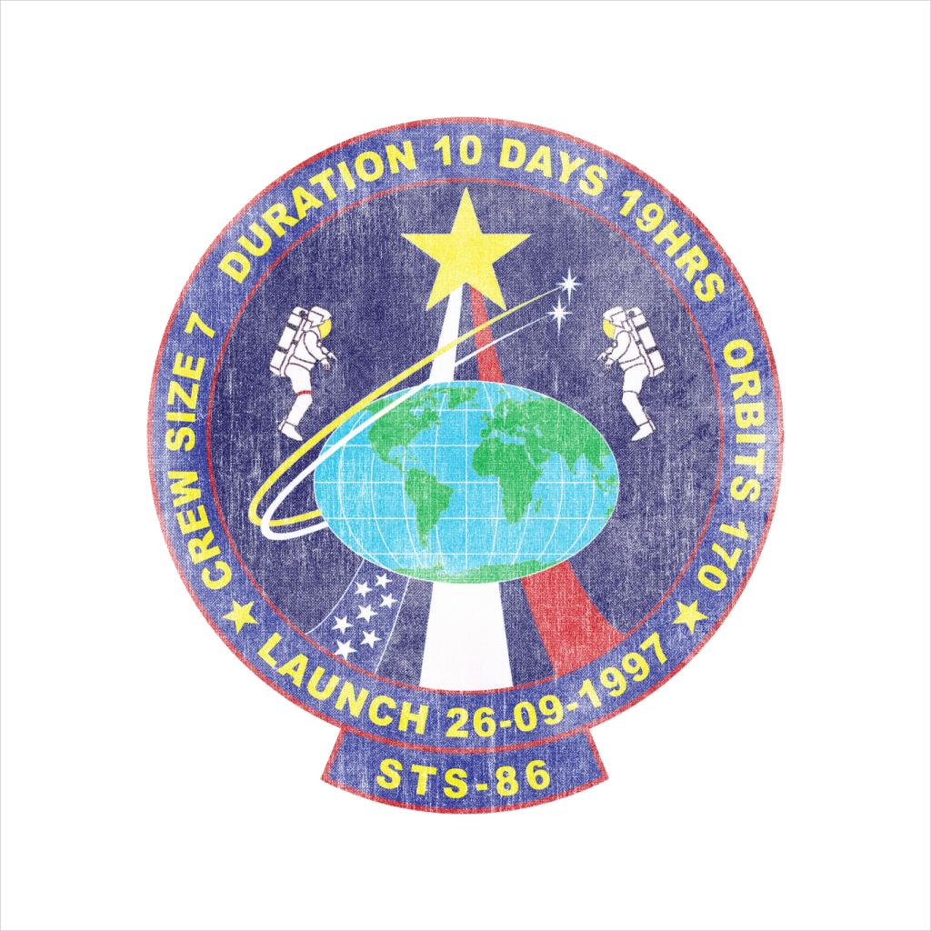 NASA STS 86 Atlantis Mission Badge Distressed Kids Sweatshirt-ALL + EVERY