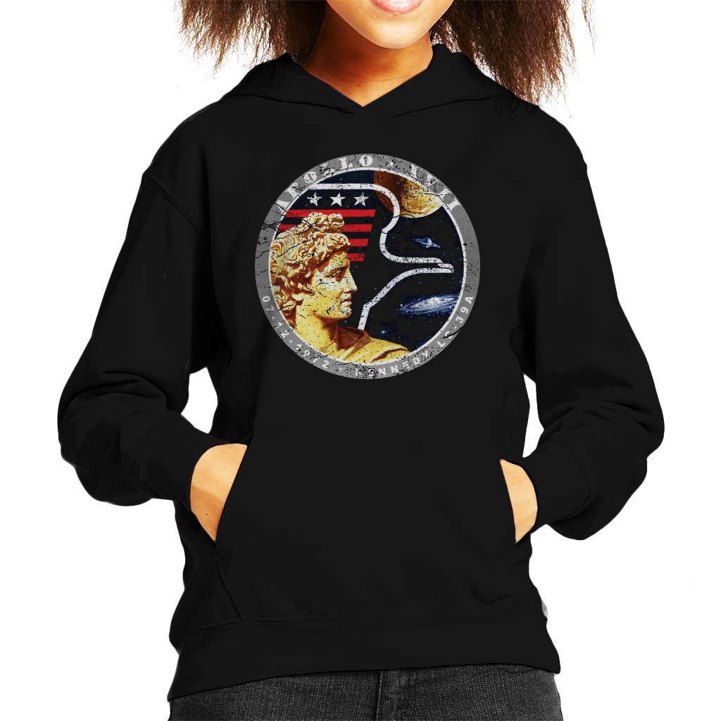 NASA Apollo 17 Mission Badge Distressed Kids Hooded Sweatshirt-ALL + EVERY