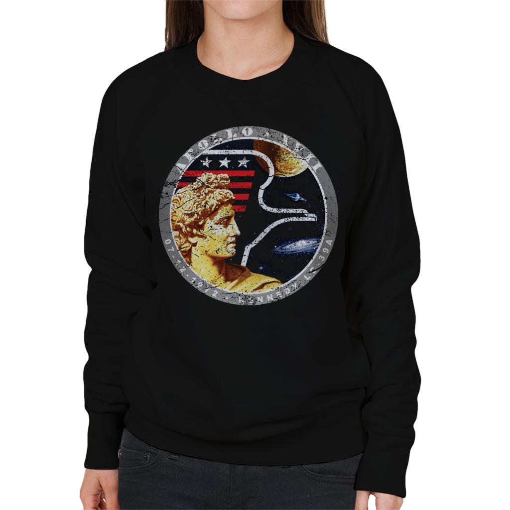 NASA Apollo 17 Mission Badge Distressed Women's Sweatshirt-ALL + EVERY