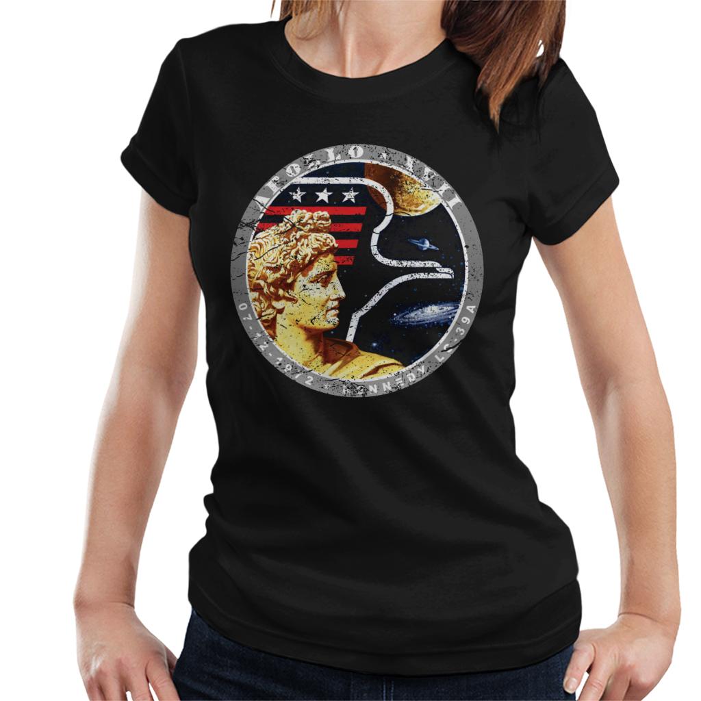 NASA Apollo 17 Mission Badge Distressed Women's T-Shirt-ALL + EVERY