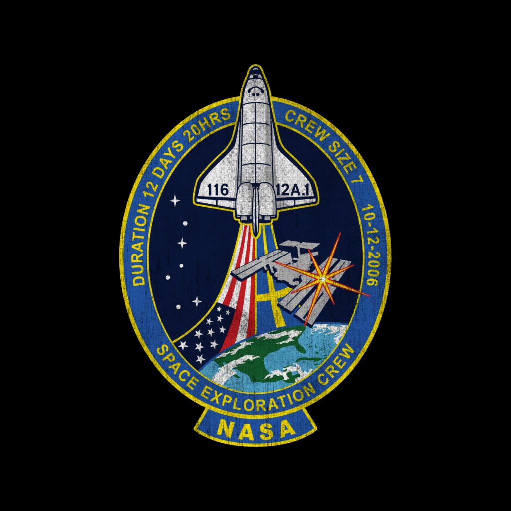NASA STS 116 Discovery Mission Badge Distressed Men's Sweatshirt-ALL + EVERY