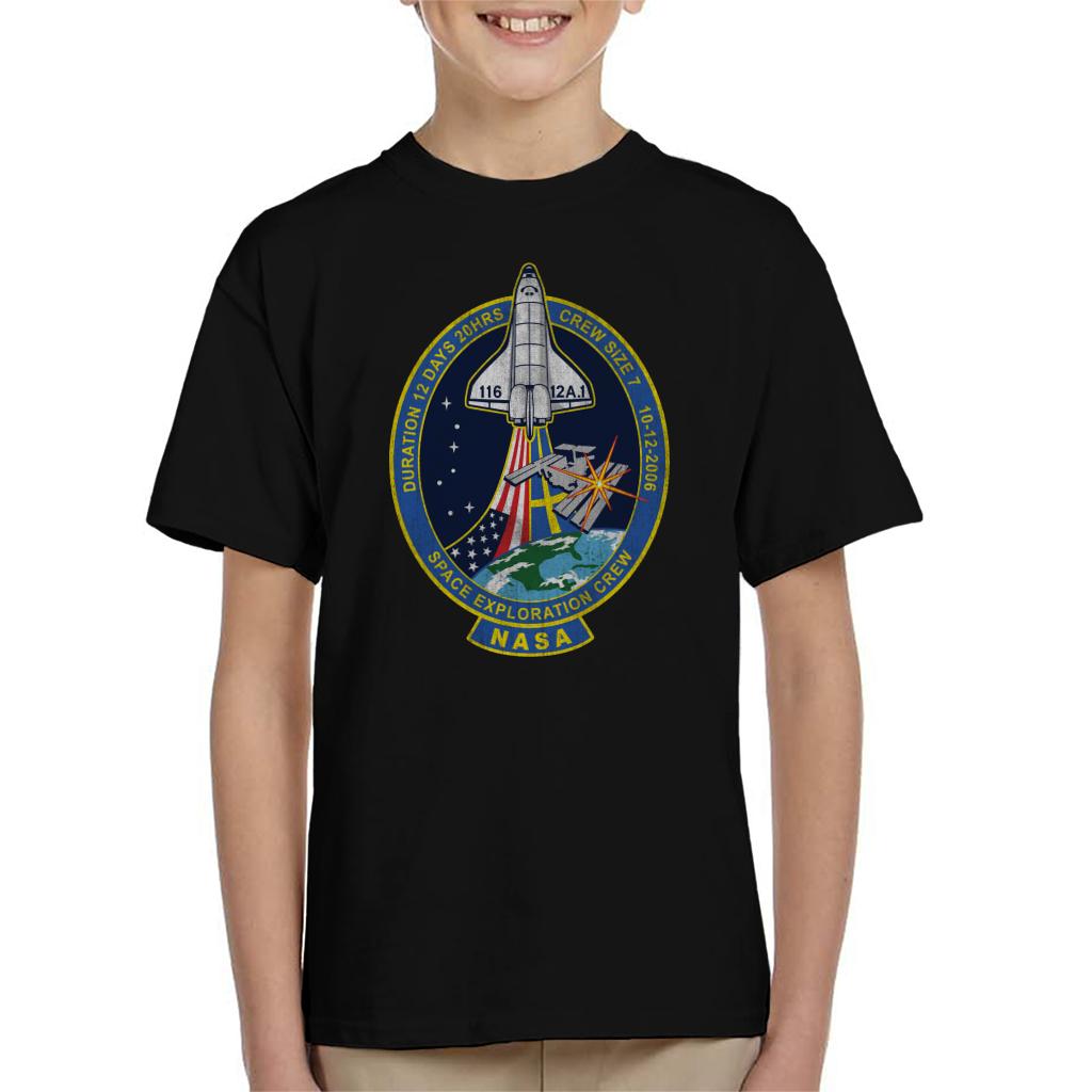 NASA STS 116 Discovery Mission Badge Distressed Kids T-Shirt-ALL + EVERY