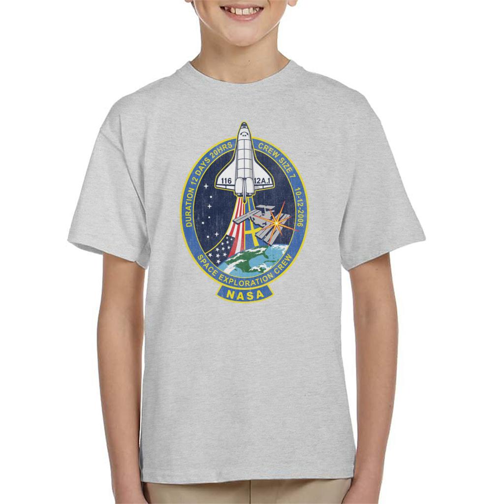 NASA STS 116 Discovery Mission Badge Distressed Kids T-Shirt-ALL + EVERY