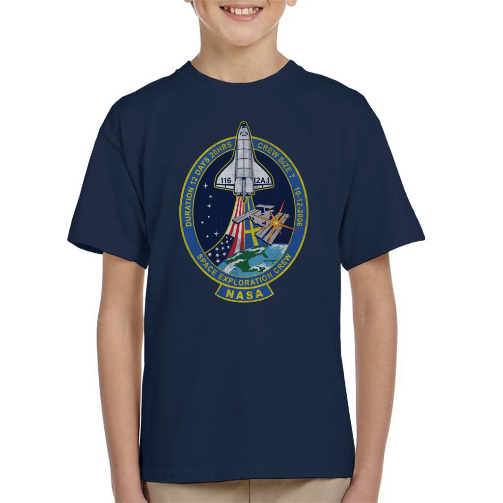 NASA STS 116 Discovery Mission Badge Distressed Kids T-Shirt-ALL + EVERY