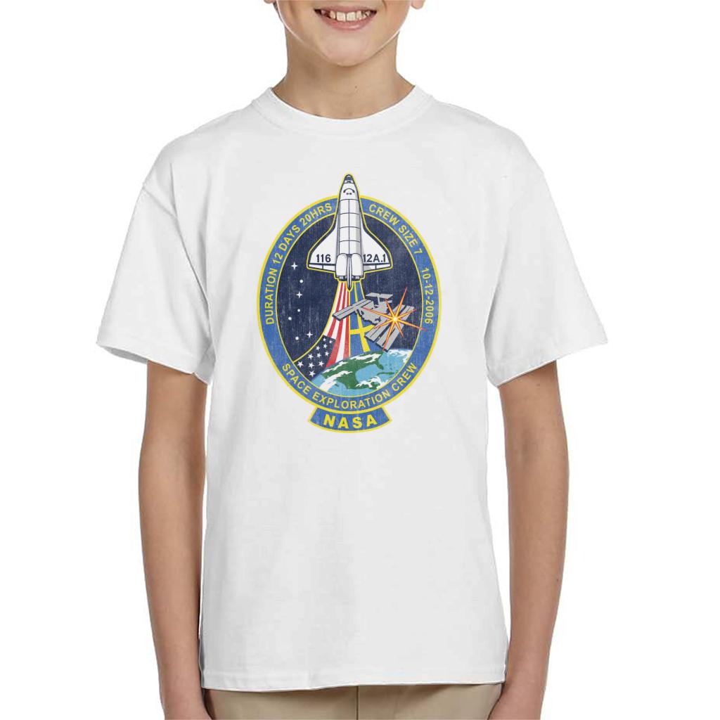 NASA STS 116 Discovery Mission Badge Distressed Kids T-Shirt-ALL + EVERY