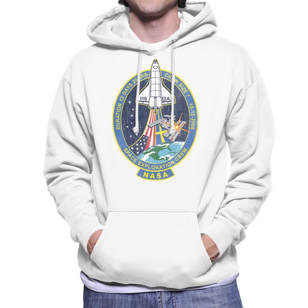 NASA STS 116 Discovery Mission Badge Distressed Men's Hooded Sweatshirt-ALL + EVERY