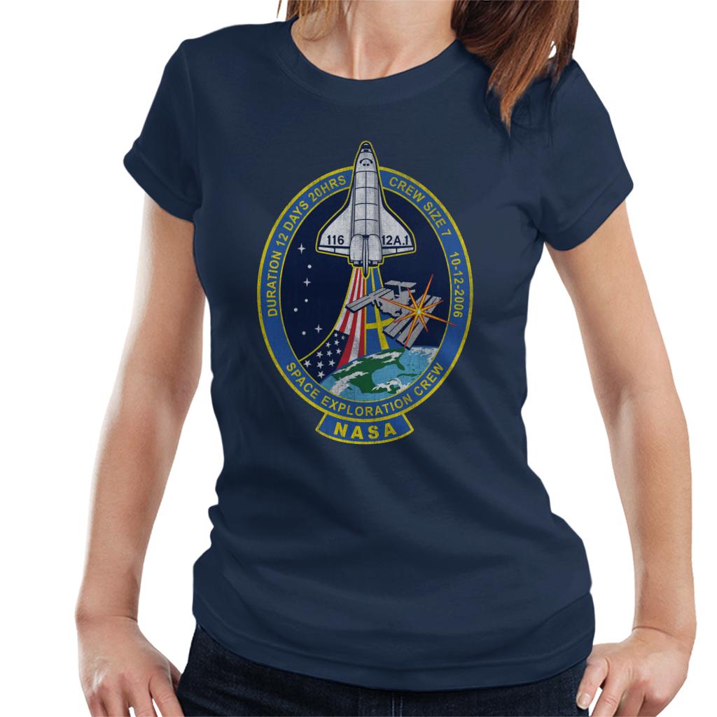 NASA STS 116 Discovery Mission Badge Distressed Women's T-Shirt-ALL + EVERY