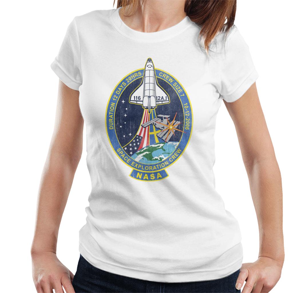 NASA STS 116 Discovery Mission Badge Distressed Women's T-Shirt-ALL + EVERY