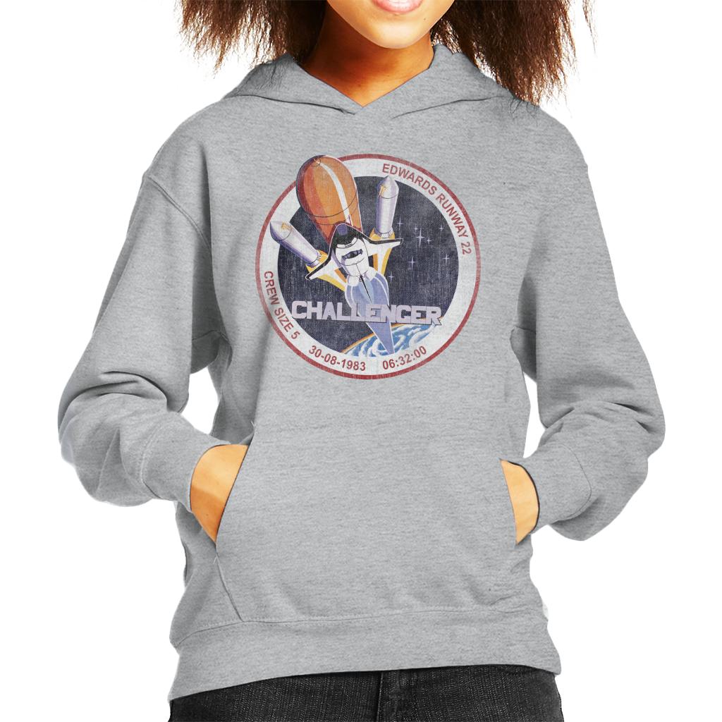 NASA STS 6 Challenger Mission Badge Distressed Kids Hooded Sweatshirt-ALL + EVERY