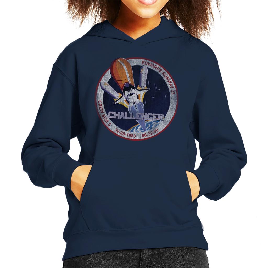 NASA STS 6 Challenger Mission Badge Distressed Kids Hooded Sweatshirt-ALL + EVERY