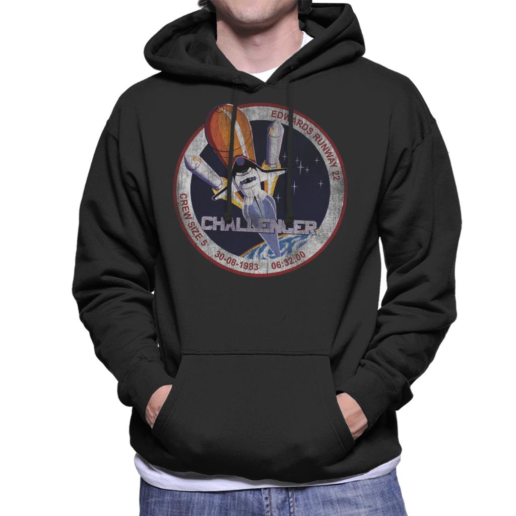 NASA STS 6 Challenger Mission Badge Distressed Men's Hooded Sweatshirt-ALL + EVERY