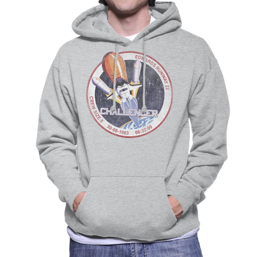 NASA STS 6 Challenger Mission Badge Distressed Men's Hooded Sweatshirt-ALL + EVERY