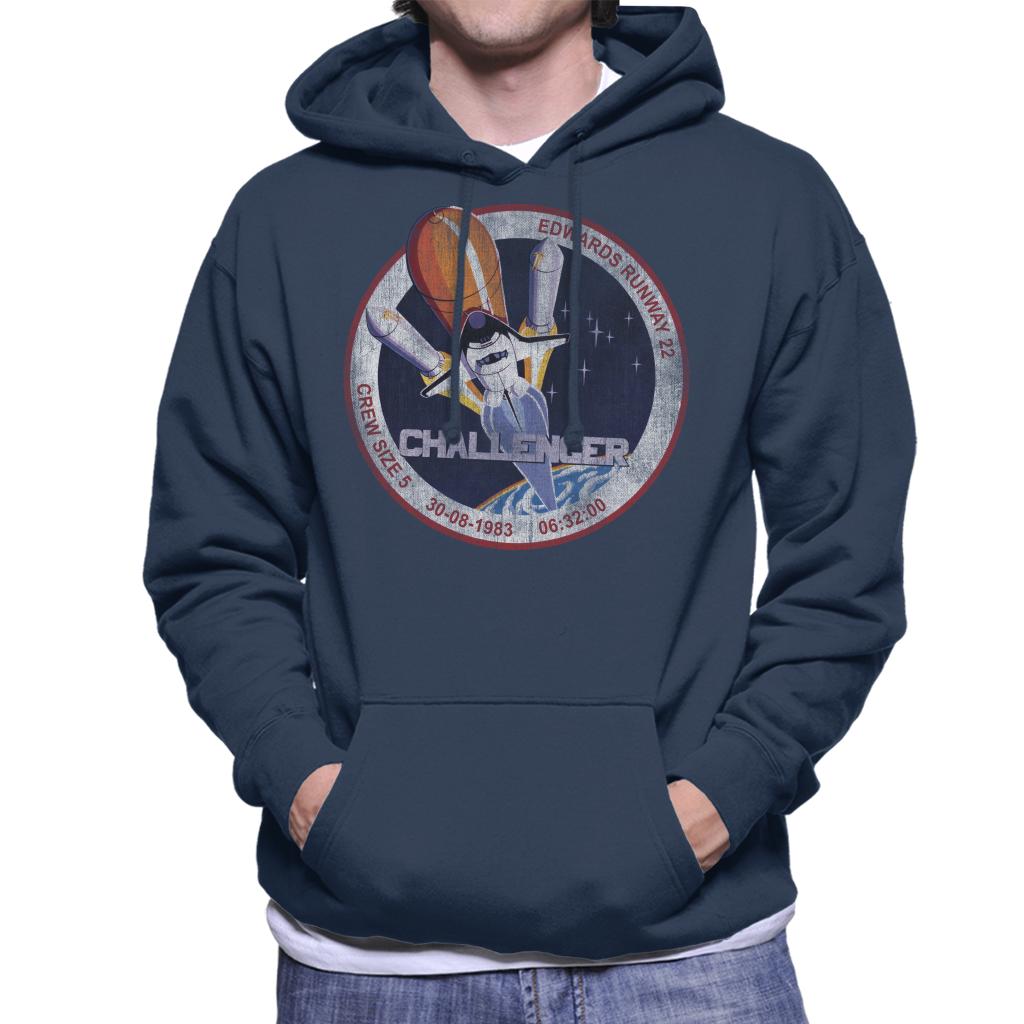 NASA STS 6 Challenger Mission Badge Distressed Men's Hooded Sweatshirt-ALL + EVERY