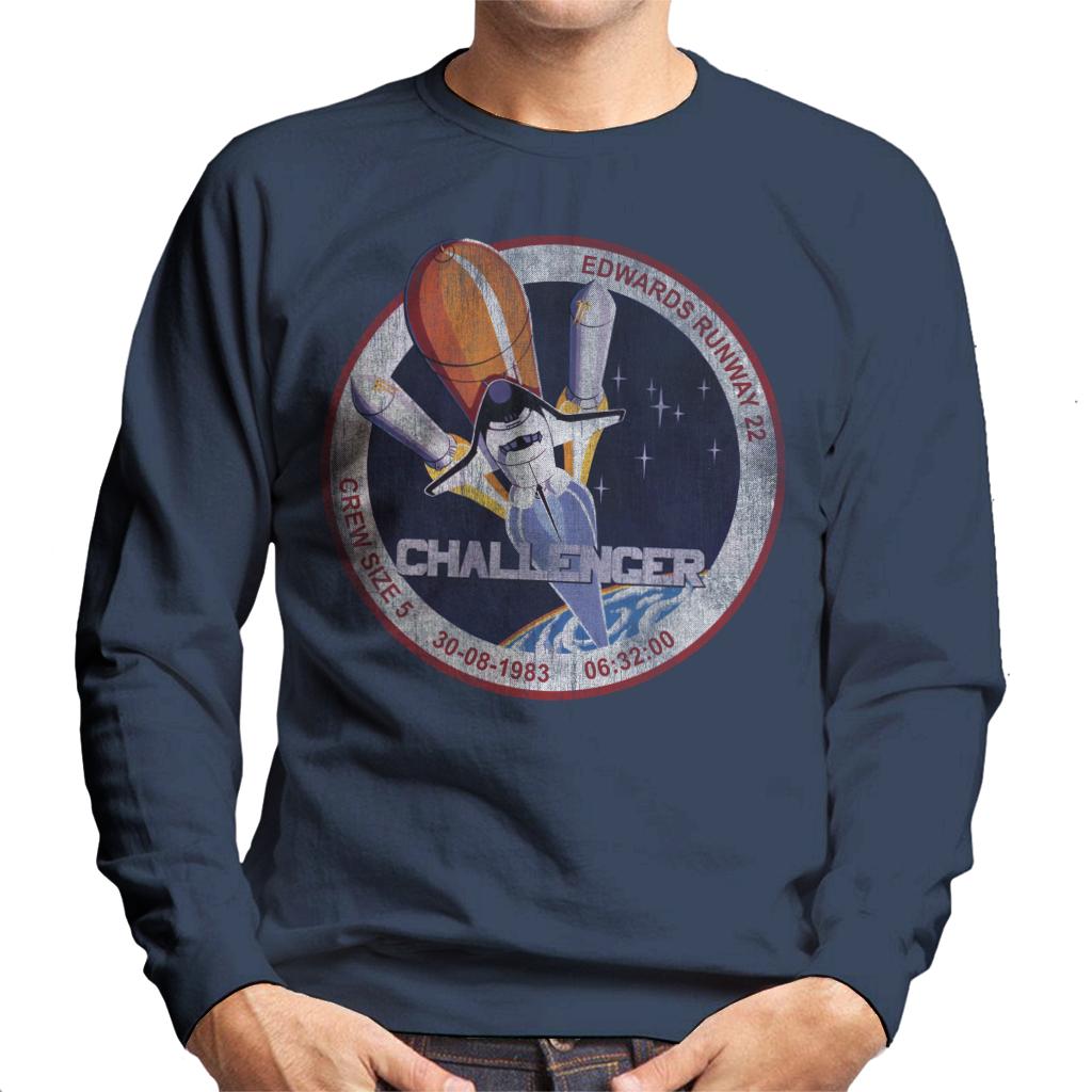 NASA STS 6 Challenger Mission Badge Distressed Men's Sweatshirt-ALL + EVERY