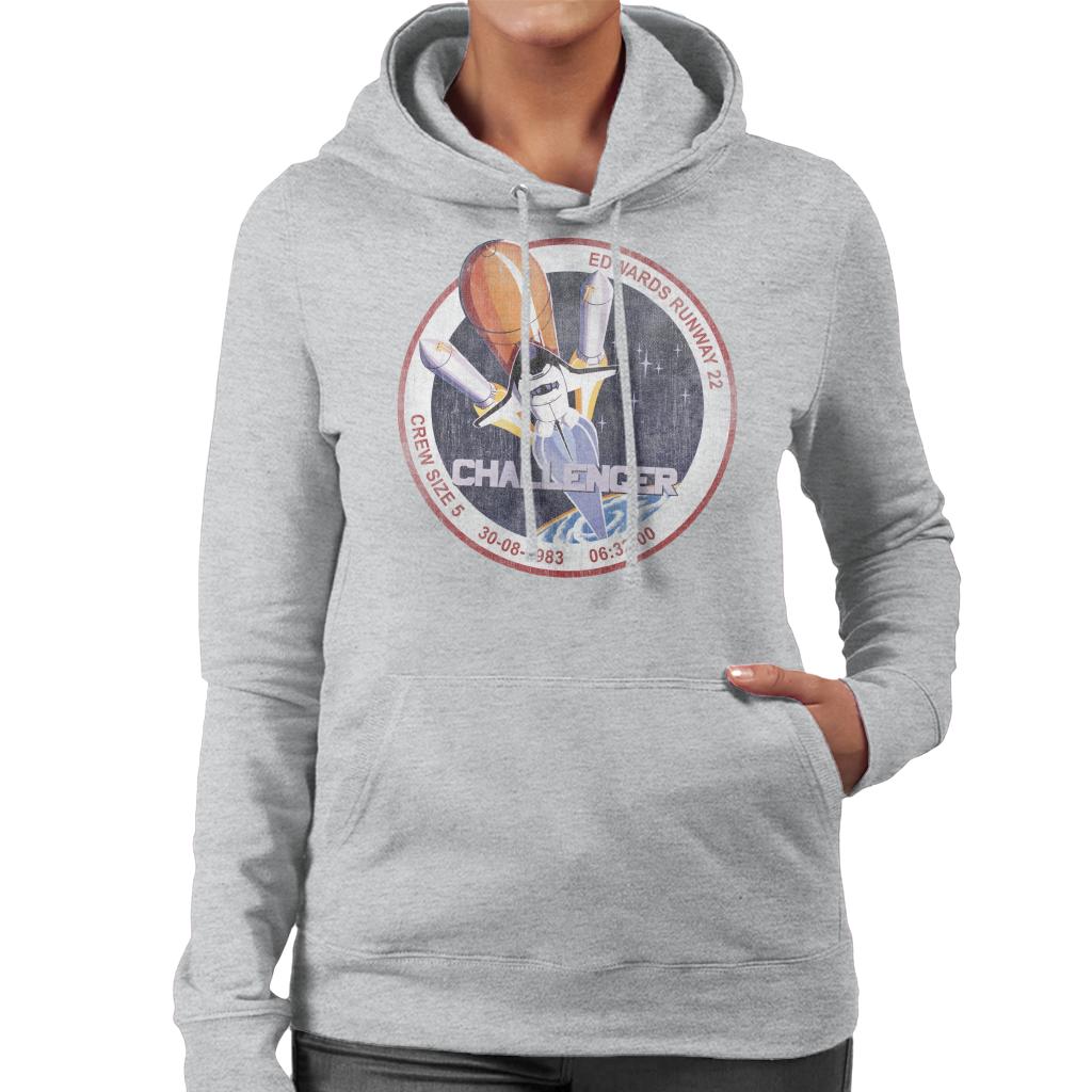 NASA STS 6 Challenger Mission Badge Distressed Women's Hooded Sweatshirt-ALL + EVERY